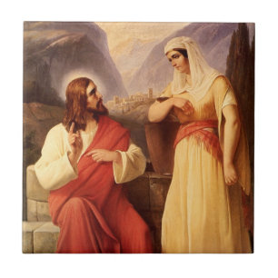 Christ and the Samaritan by Christian Schleisner Tile