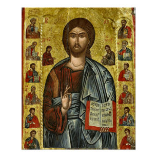 Christ and the Twelve Apostles Orthodox Icon Poster