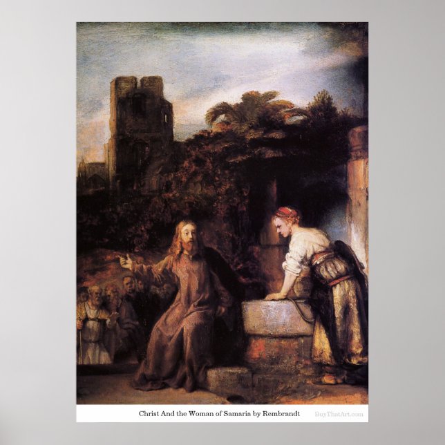 Christ And the Woman of Samaria by Rembrandt Poster (Front)