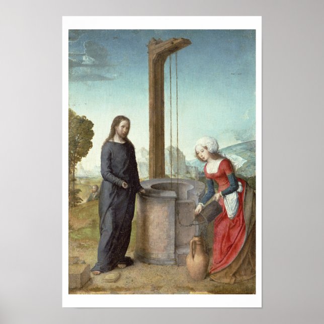 Christ and the Woman of Samaria, c.1500 (oil on pa Poster (Front)
