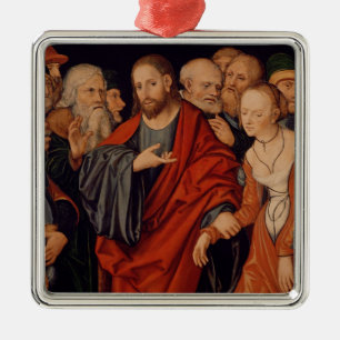 Christ and the Woman taken in Adultery Metal Tree Decoration