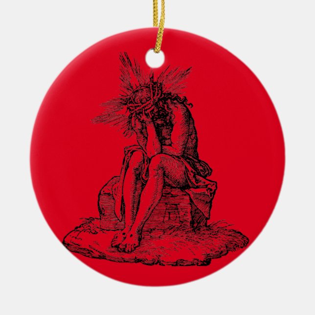 Christ as the Man of Sorrows Fine Art Ceramic Tree Decoration (Front)