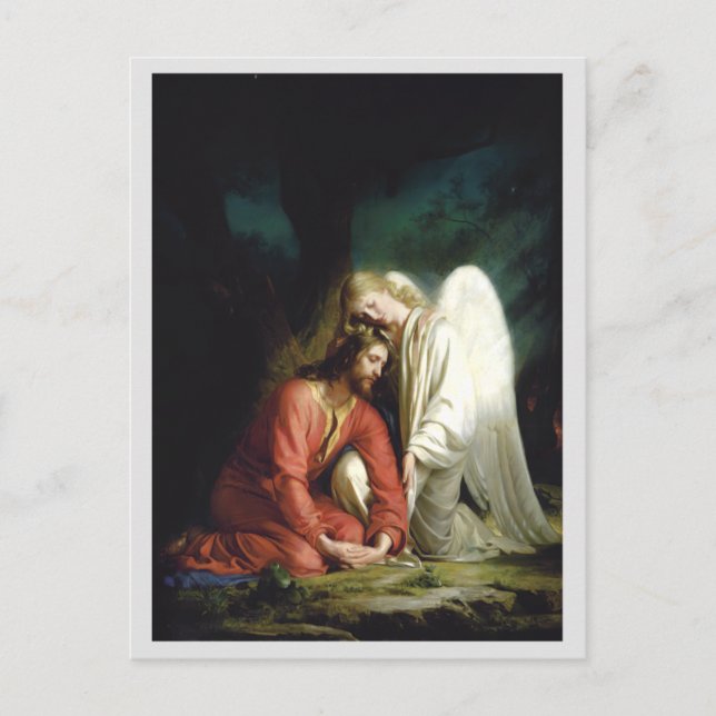 Christ at Gethsemane, Religious Postcard (Front)