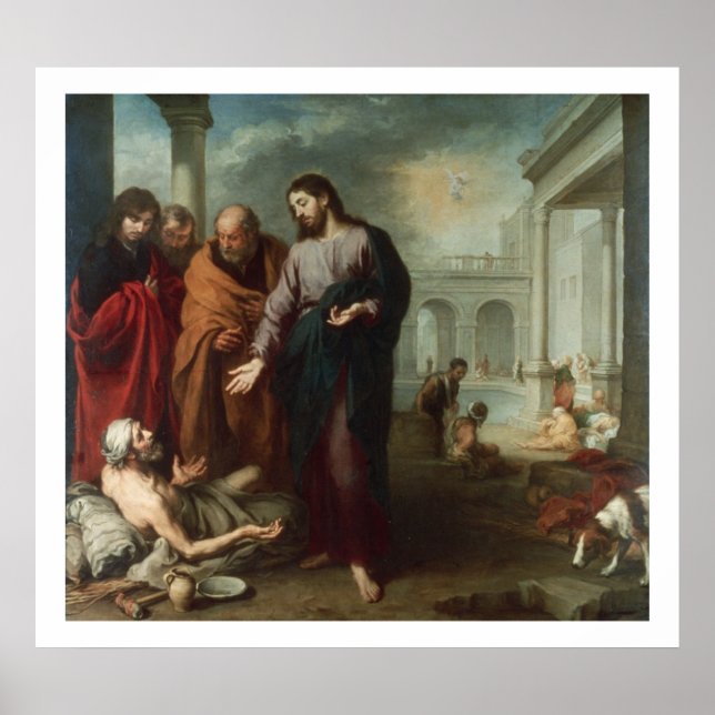 Christ at the Pool of Bethesda, 1667-70 (oil on ca Poster (Front)