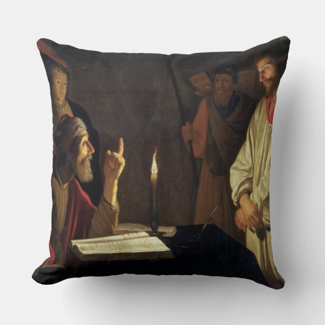 Christ Before Caiaphas (oil on canvas) Cushion (Front)