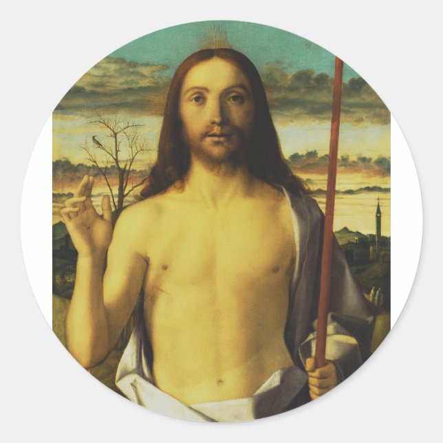 Christ Blessing by Giovanni Bellini   Classic Round Sticker (Front)