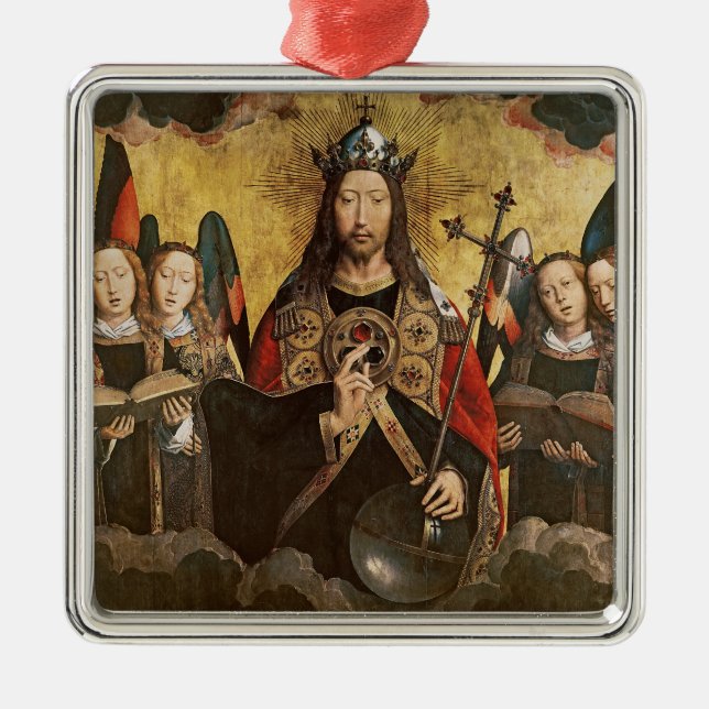 Christ Blessing, central panel from a triptych Metal Tree Decoration (Front)