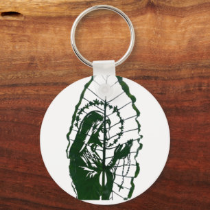Christ Carved on a Leaf  Key Ring