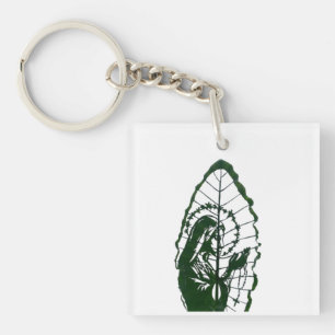Christ Carved on a Leaf  Key Ring