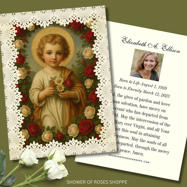 Christ Child Memorial Funeral Roses Lace (Creator Uploaded)