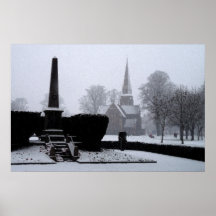 Christ Church & Memorial in Snow Watercolour