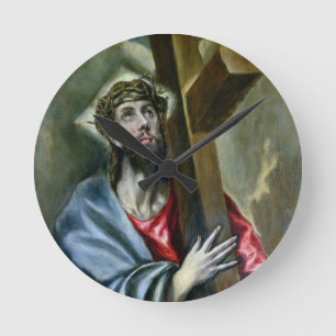 Christ Clasping the Cross, 1600-10 (oil on canvas) Round Clock