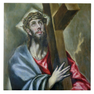 Christ Clasping the Cross, 1600-10 (oil on canvas) Tile