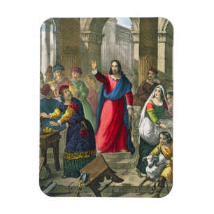 Christ Cleanses the Temple, from a bible printed b Magnet