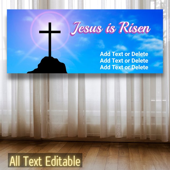 Christ Cross Jesus Is Risen Easter Church Worship Banner (Creator Uploaded)