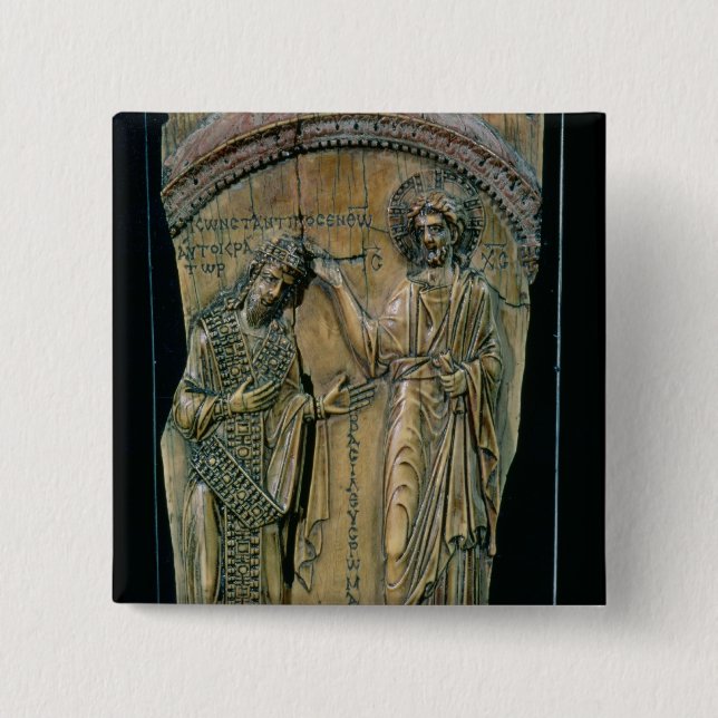 Christ Crowning the Emperor Constantine VII 15 Cm Square Badge (Front)
