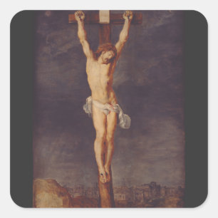 Christ dead on the cross by Peter Paul Rubens Square Sticker