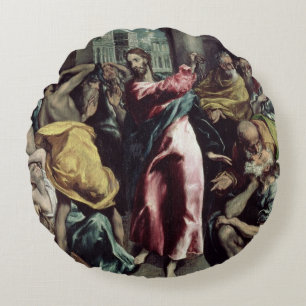 Christ Driving the Traders from the Temple Round Cushion