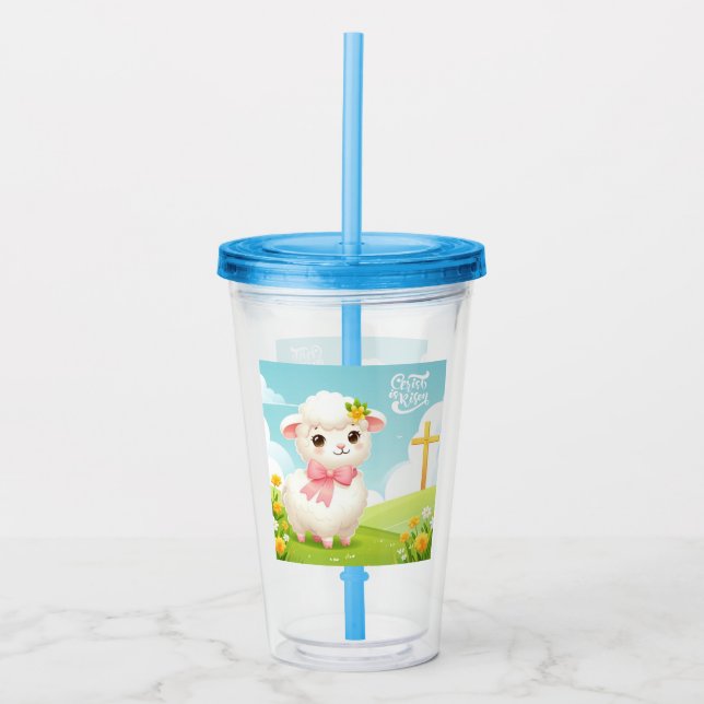 Christ/Easter/lamb/cross Acrylic Tumbler (Front)