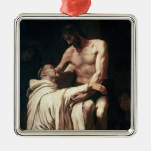 Christ Embracing St. Bernard Metal Tree Decoration