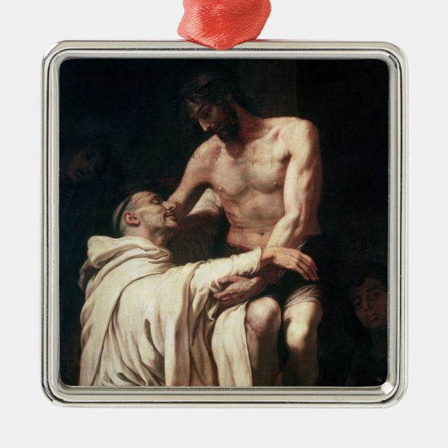 Christ Embracing St. Bernard Metal Tree Decoration (Front)