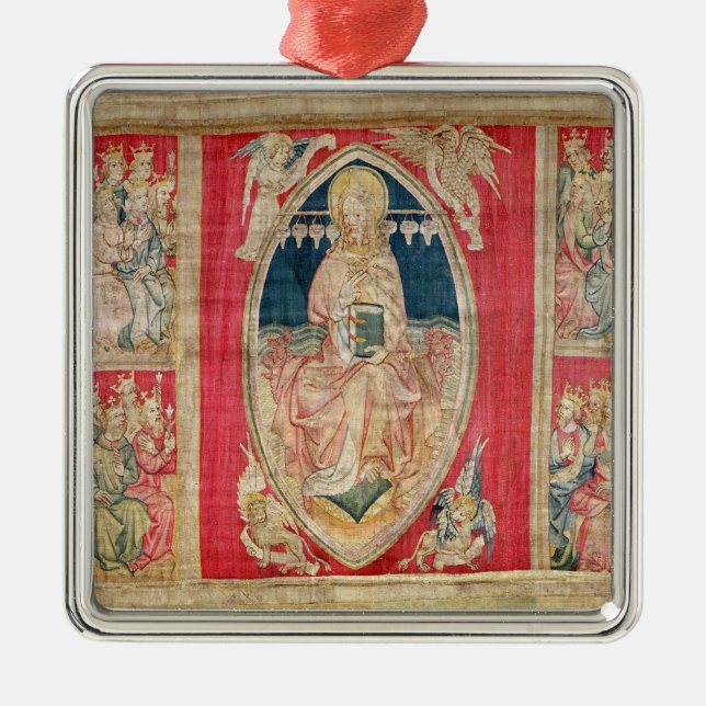 Christ enthroned with the apocalyptic beasts metal tree decoration (Front)