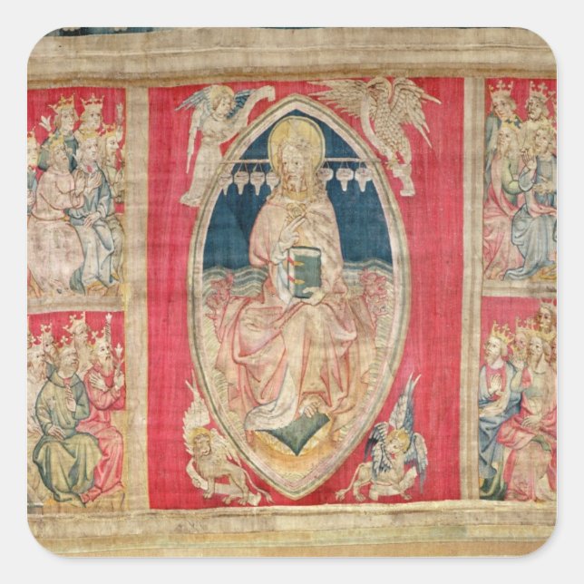 Christ enthroned with the apocalyptic beasts square sticker (Front)