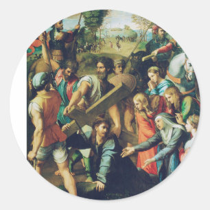 Christ Falling on the Way to Calvary Classic Round Sticker