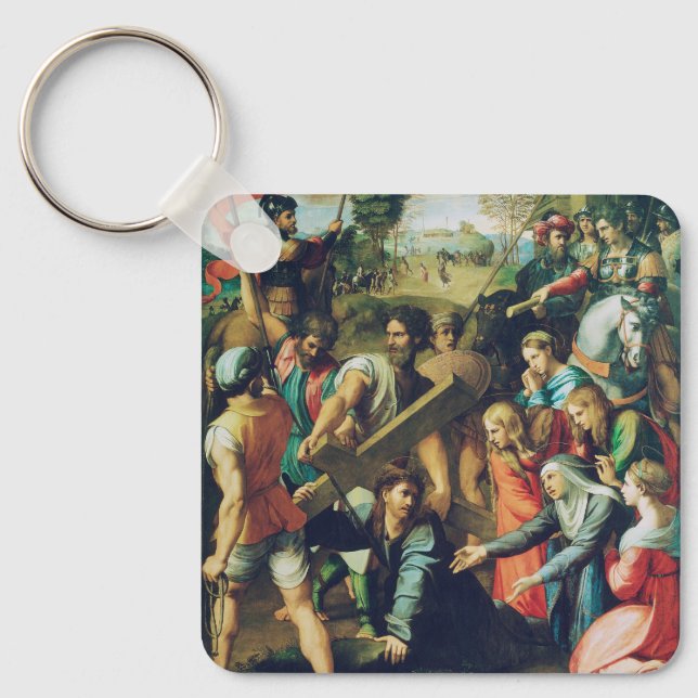 Christ Falling on the Way to Calvary Key Ring (Front)