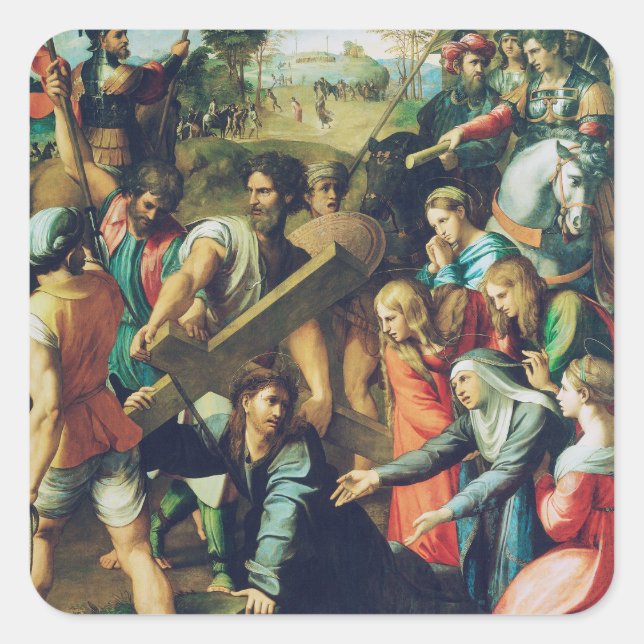 Christ Falling on the Way to Calvary Square Sticker (Front)