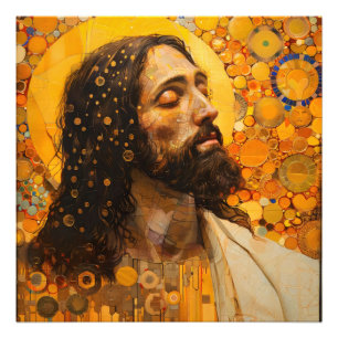 Christ Golden Abstract Art Photo Print