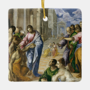Christ Healing the Blind Ceramic Ornament