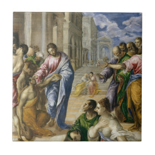 Christ Healing the Blind Tile