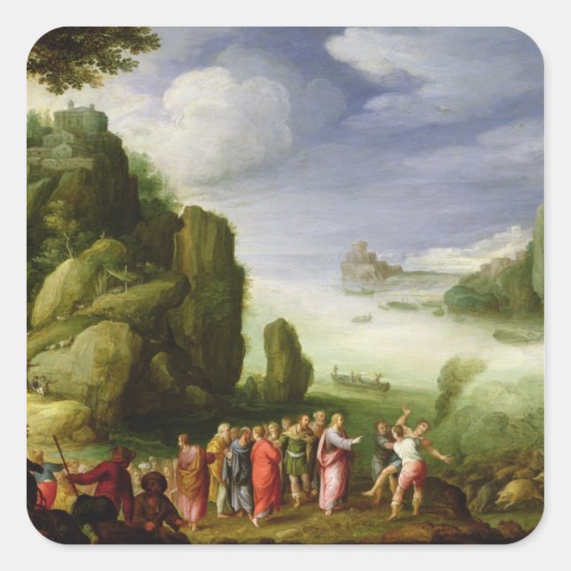 Christ Healing the Possessed of Gerasa, 1608 Square Sticker (Front)
