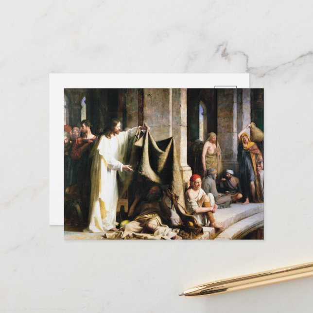 Christ Healing the Sick at Bethesda by Carl Bloch Holiday Postcard (Front/Back In Situ)