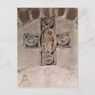 Christ in majesty with symbols of the postcard