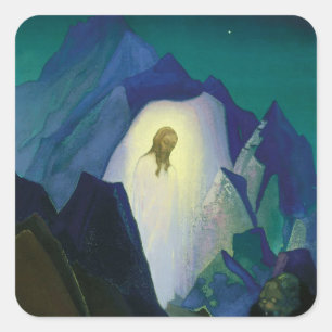 “Christ in the Desert” by Nicholas Roerich Square Sticker