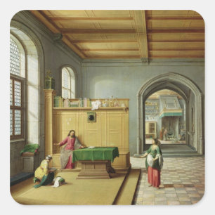 Christ in the House of Martha and Mary Square Sticker
