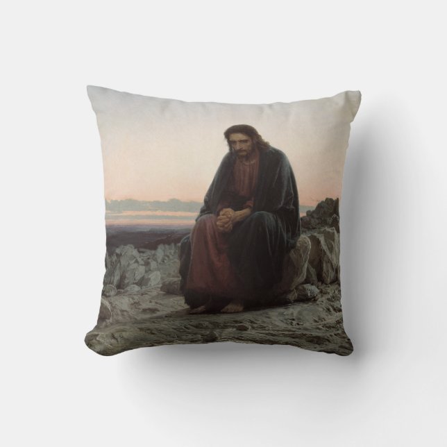 Christ in the Wilderness (by Ivan Kramskoi) Cushion (Front)