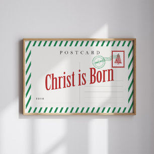 Christ Is Born Christmas Postcard Poster