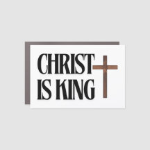 Christ is King | Black Text and Brown Wood Cross 