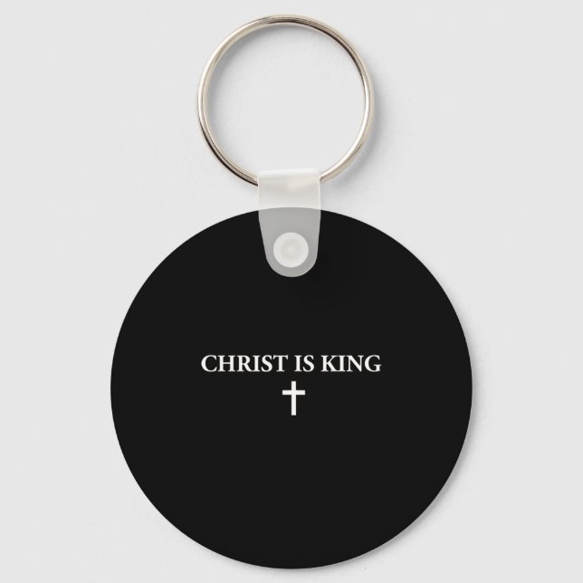 Christ Is King Christian Cross Religious Jesus Men Key Ring (Front)