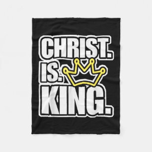 Christ Is King Crown Jesus Lover For Christian Men Fleece Blanket