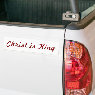 Christ is King Red Text on White Bumper Sticker