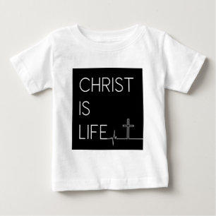 Christ Is Life Heartbeat Line and Cross Baby T-Shirt
