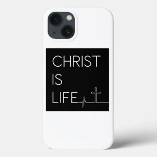 Christ Is Life Heartbeat Line and Cross iPhone 13 Case