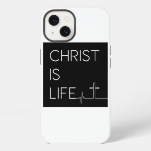 Christ Is Life Heartbeat Line and Cross iPhone 13 Case