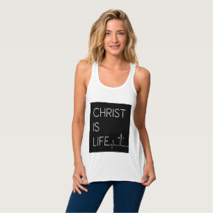 Christ Is Life Heartbeat Line and Cross Women's Singlet