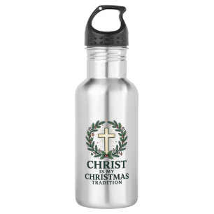 Christ Is My Christmas Tradition Vintage Cross Des 532 Ml Water Bottle