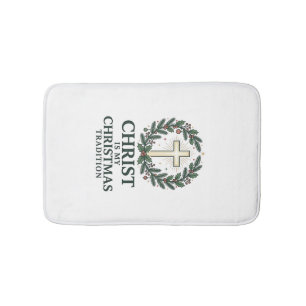 Christ Is My Christmas Tradition Vintage Cross Des Bath Mat